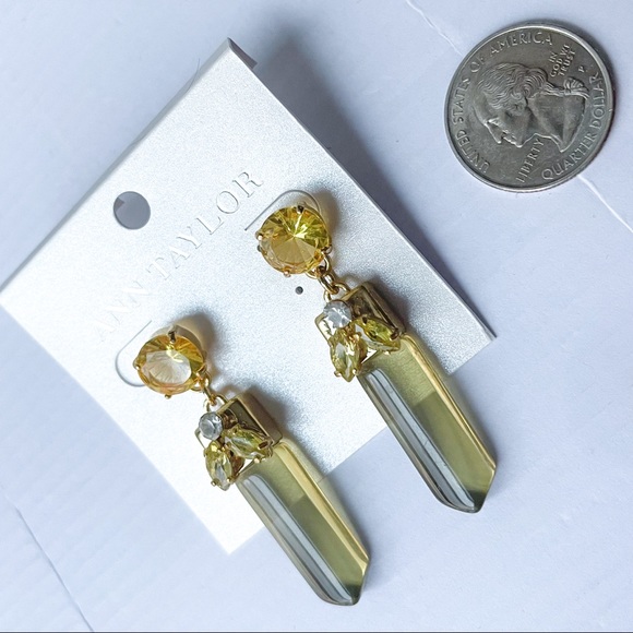 ANN TAYLOR Smoky Grey & Gemstone Dangle Earrings - Picture 2 of 4